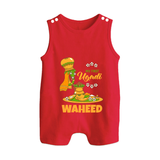 “My First Ugadi Baby Romper Suit (Custom Name)” - RED - 0 - 5 Months Old (Chest 18")