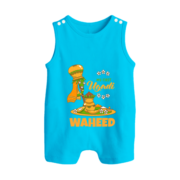 “My First Ugadi Baby Romper Suit (Custom Name)” - SKY BLUE - 0 - 5 Months Old (Chest 18")