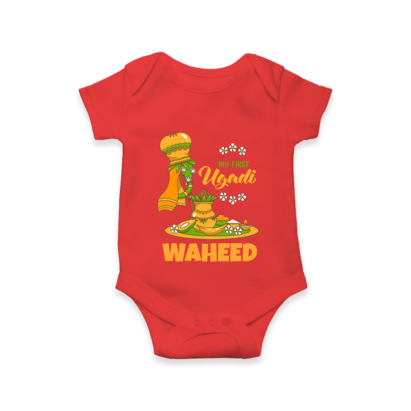 “My First Ugadi Baby Romper (Custom Name)” - RED - New Born (Chest 14")