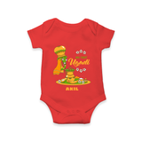 My First Ugadi Ð A New Beginning With Our Customized Romper For Babies With Name - RED - 0 - 3 Months Old (Chest 16")