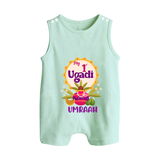 “My First Ugadi – Custom Name Baby Festive Romper Suit” - MINT GREEN - 0 - 5 Months Old (Chest 18")