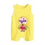 My First Ugadi In Traditional Style With Our Customized Romper Suit For Babies With Name - PASTEL YELLOW - 0 - 5 Months Old (Chest 18")