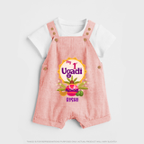 My First Ugadi In Traditional Style With Our Customized Dungaree Set For kids With Name - PEACH - 0 - 5 Months Old (Chest 18")