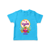 My First Ugadi In Traditional Style With Our Customized T-Shirt For kids With Name - SKY BLUE - 0-5 Months Old (Chest 17")