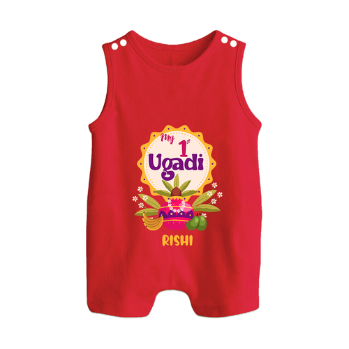 My First Ugadi In Traditional Style With Our Customized Romper Suit For Babies With Name