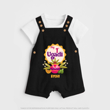 My First Ugadi In Traditional Style With Our Customized Dungaree Set For kids With Name - BLACK - 0 - 5 Months Old (Chest 18")