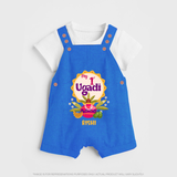 My First Ugadi In Traditional Style With Our Customized Dungaree Set For kids With Name - COBALT BLUE - 0 - 5 Months Old (Chest 18")