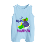 “My First Ugadi – Personalized Baby Romper Suit Collection” - BABY BLUE - 0 - 5 Months Old (Chest 18")