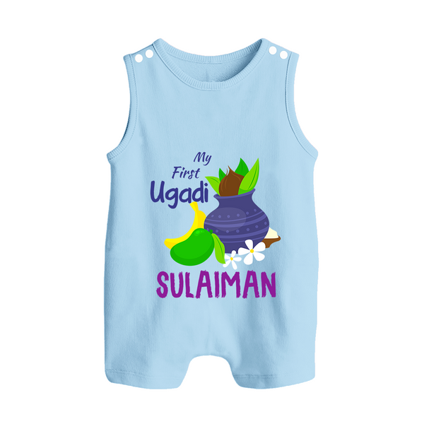 “My First Ugadi – Personalized Baby Romper Suit Collection” - BABY BLUE - 0 - 5 Months Old (Chest 18")