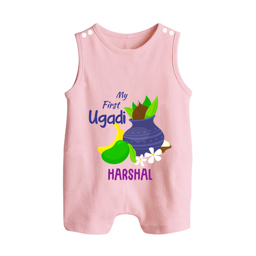 My First Ugadi With Mangoes & Sweets With Our Customized Romper Suit For Babies With Name