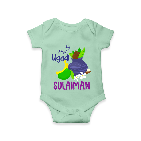 “My First Ugadi – Personalized Baby Romper Collection” - MINT GREEN - New Born (Chest 14")