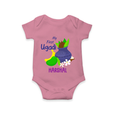 My First Ugadi With Mangoes & Sweets With Our Customized Romper For Babies With Name - ONION - 0 - 3 Months Old (Chest 16")