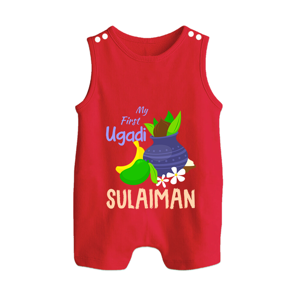 “My First Ugadi – Personalized Baby Romper Suit Collection” - RED - 0 - 5 Months Old (Chest 18")