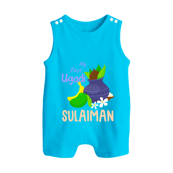 “My First Ugadi – Personalized Baby Romper Suit Collection” - SKY BLUE - 0 - 5 Months Old (Chest 18")