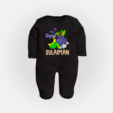 “My First Ugadi – Personalized Baby Fullbody Suit Collection” - BLACK - New Born (Chest 7.5")