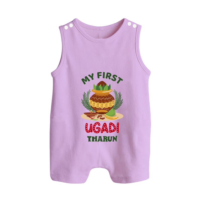 My First Ugadi Ð Festive Vibes With Our Customized Romper Suit For Babies With Name - LILAC - 0 - 5 Months Old (Chest 18")