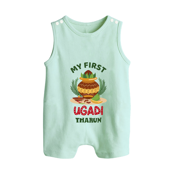 My First Ugadi Ð Festive Vibes With Our Customized Romper Suit For Babies With Name - MINT GREEN - 0 - 5 Months Old (Chest 18")