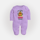 My First Ugadi Ð Festive Vibes With Our Customized Sleep Suit For Babies With Name - LILAC - New Born (Chest 7.5")