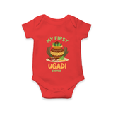 My First Ugadi Ð Festive Vibes With Our Customized Romper For Babies With Name - RED - 0 - 3 Months Old (Chest 16")