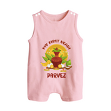 My First Ugadi Celebration – Custom Name Baby Romper Suit - BABY PINK - 0 - 5 Months Old (Chest 18")