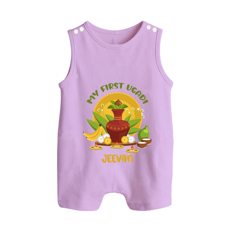 My First Ugadi Ð A Sweet Start With Our Customized Romper Suit For Babies With Name - LILAC - 0 - 5 Months Old (Chest 18")