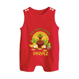 My First Ugadi Celebration – Custom Name Baby Romper Suit - RED - 0 - 5 Months Old (Chest 18")