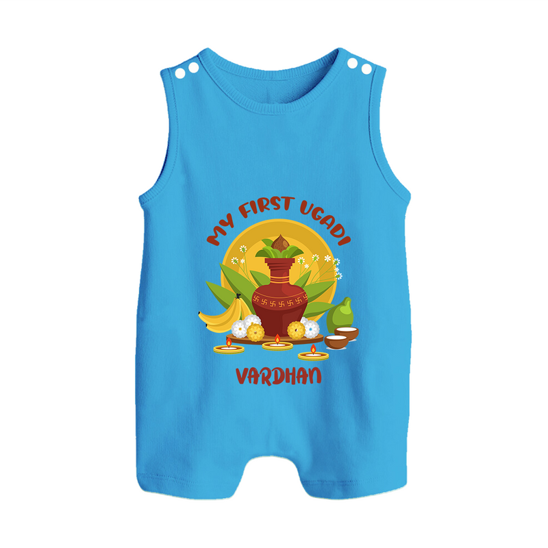 My First Ugadi Ð A Sweet Start With Our Customized Romper Suit For Babies With Name - ROYAL BLUE - 0 - 5 Months Old (Chest 18")