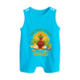 My First Ugadi Celebration – Custom Name Baby Romper Suit - SKY BLUE - 0 - 5 Months Old (Chest 18")