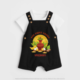 My First Ugadi Ð A Sweet Start With Our Customized Dungaree Set For kids With Name - BLACK - 0 - 5 Months Old (Chest 18")