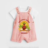 My First Ugadi Ð A Sweet Start With Our Customized Dungaree Set For kids With Name - PEACH - 0 - 5 Months Old (Chest 18")