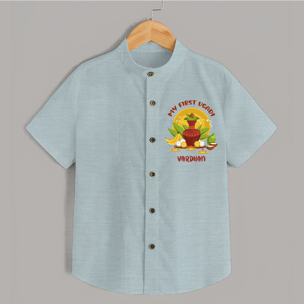 My First Ugadi Ð A Sweet Start With Our Customized Shirt For kids With Name - ARCTIC BLUE - 0 - 6 Months Old (Chest 23")