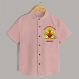 My First Ugadi Ð A Sweet Start With Our Customized Shirt For kids With Name - PEACH - 0 - 6 Months Old (Chest 23")