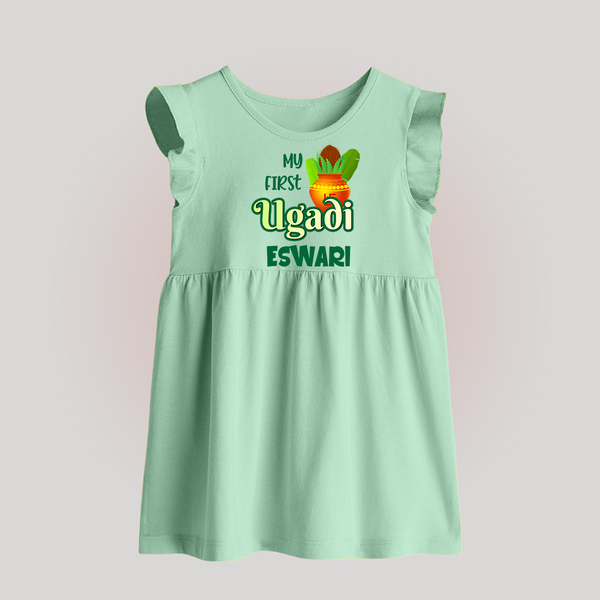 My First Ugadi Moment – Personalized   BabyFrock - MINT GREEN - 0 - 3 Months Old (Chest 17")