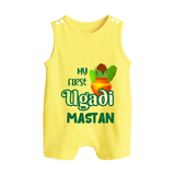 My First Ugadi Moment – Personalized Baby Romper Suit - PASTEL YELLOW - 0 - 5 Months Old (Chest 18")