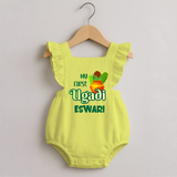 My First Ugadi Moment – Personalized   RomperFrock - PASTEL YELLOW - 0 - 3 Months Old (Chest 19")