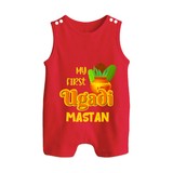 My First Ugadi Moment – Personalized Baby Romper Suit - RED - 0 - 5 Months Old (Chest 18")