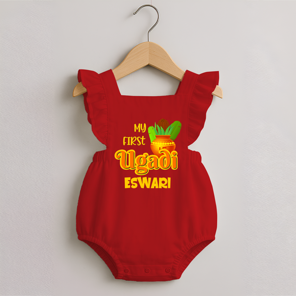 My First Ugadi Moment – Personalized   RomperFrock - RED - 0 - 3 Months Old (Chest 19")