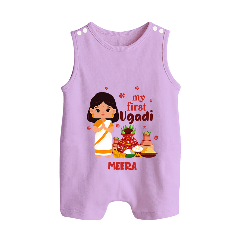 My First Ugadi Ð A Year of Blessings With Our Customized Romper Suit For Babies With Name - LILAC - 0 - 5 Months Old (Chest 18")