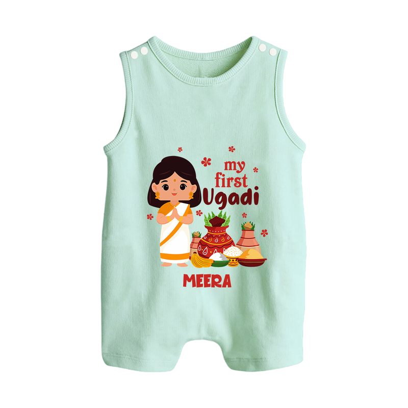 My First Ugadi Ð A Year of Blessings With Our Customized Romper Suit For Babies With Name - MINT GREEN - 0 - 5 Months Old (Chest 18")