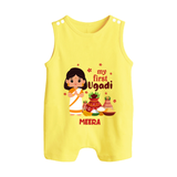 My First Ugadi Ð A Year of Blessings With Our Customized Romper Suit For Babies With Name - PASTEL YELLOW - 0 - 5 Months Old (Chest 18")