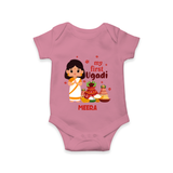 My First Ugadi Ð A Year of Blessings With Our Customized Romper For Babies With Name - ONION - 0 - 3 Months Old (Chest 16")