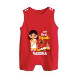 My First Ugadi Ð A Year of Blessings With Our Customized Romper Suit For Babies With Name - RED - 0 - 5 Months Old (Chest 18")