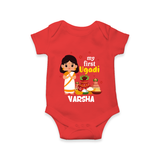 My First Ugadi Ð A Year of Blessings With Our Customized Romper For Babies With Name - RED - 0 - 3 Months Old (Chest 16")