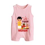 My First Ugadi – Personalized Unisex Baby Romper Suit - BABY PINK - 0 - 5 Months Old (Chest 18")
