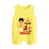My First Ugadi – Personalized Unisex Baby Romper Suit - PASTEL YELLOW - 0 - 5 Months Old (Chest 18")