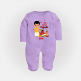 My First Ugadi Ð New Hopes, New Smiles With Our Customized Sleep Suit For Babies With Name - LILAC - New Born (Chest 7.5")