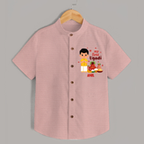 My First Ugadi Ð New Hopes, New Smiles With Our Customized Shirt For kids With Name - PEACH - 0 - 6 Months Old (Chest 23")