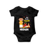 My First Ugadi – Personalized Unisex Baby Romper - BLACK - New Born (Chest 14")