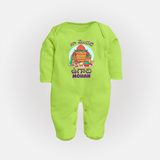 My First Ugadi Telugu Name Personalized Baby Fullbody Suit - LIME GREEN - New Born (Chest 7.5")