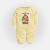 My First Ugadi Telugu Name Personalized Baby Fullbody Suit - PASTEL YELLOW - New Born (Chest 7.5")